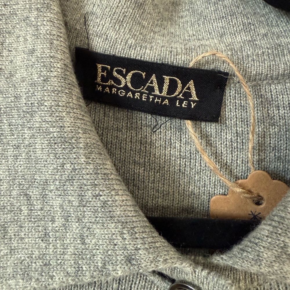 Vintage Escada Heather Gray Colorblock Knit Cardigan - Sz Medium - Picture 3 of 6